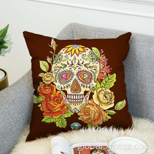 Velvet Cushion Covers Cute skull customized print 18x18 canvas cushion cover Factory